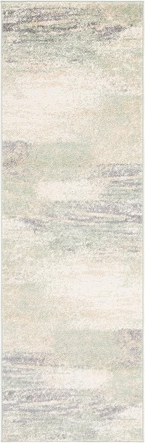 SAFAVIEH Adirondack Collection Runner Rug - 2'6" x 14', Ivory & Sage, Modern Abstract Design, Non-Shedding & Easy Care, Ideal for High Traffic Areas in Living Room, Bedroom (ADR112W)