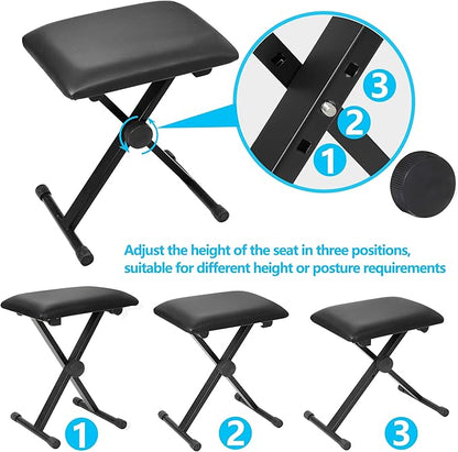 Saturnpower 61-Key Portable Electronic Keyboard Piano with Built In Speakers, Headphones, Microphone, Dual Power Supply, Piano Stand, Music Sheet Stand and Stool for Beginner (Kid & Adult) Black