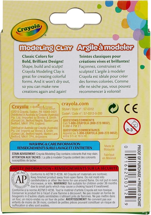 Crayola Modeling Clay, 3/5 Ounce Packs, Assorted Classic Colors, Set of 8