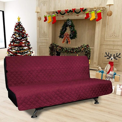 Easy-Going Sofa Slipcover Futon Cover Waterproof Couch Cover Furniture Protector Cover Pets Covers Whole Fabric No Stitching Non-Slip Fabric Pets Kids Children Dog Cat (Futon, Wine)