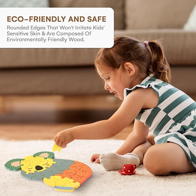 Childlike Behavior Wooden Puzzles for Toddlers 1-3 - Baby Puzzles - Multi Wood Animals Puzzle for Children - Educational Trolls Puzzles - Kid Kraft Wooden Animal Puzzle for Learning
