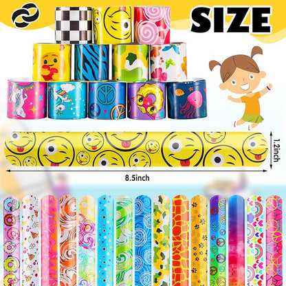 Slap Bracelets for Kids,60 Pcs Christmas Slap Bracelets,Kids Slap Bracelets Bulk,Slap Wristbands for Kids Party Favors Christmas Stocking Stuffers Birthday Gifts (60 Designs)