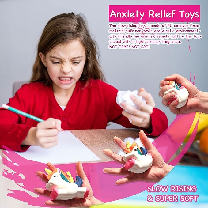 Unicorn Squishy Toys, Paint Your Own Squishies Slow Rising Kit, Large Squishies Pack Stress Relief Toy for Boys and Girls, Arts and Crafts for Kids 4 5 6 8 12, Birthday Easter, 4 Pack