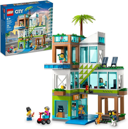 LEGO My City Apartment Building 60365 Toy Set with Connecting Three Floor Room Modules, Includes a Mobility Scooter, Bike and 6 Minifigures for Imaginative Role Play, Fun Gift Idea for Kids
