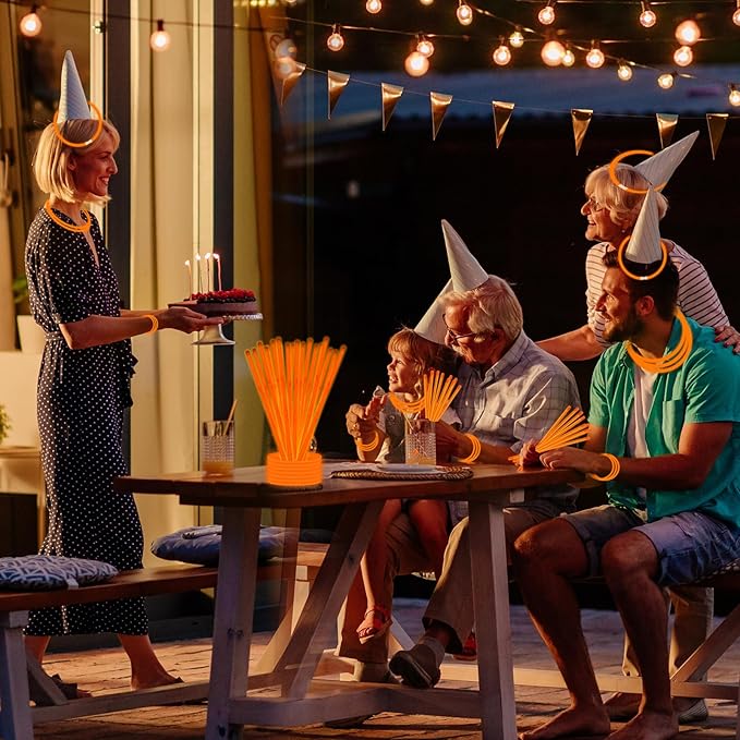 75 Glow Sticks Bracelets and Necklaces, 8'' Glowsticks Bulk Pack Bright Glow in the Dark Party Supplies for Kid (Orange)