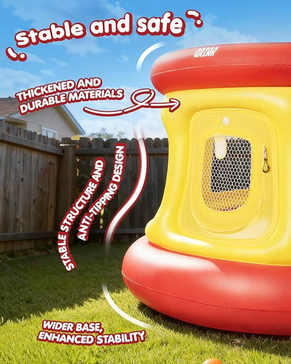 All-in-1 Inflatable Bounce House Trampoline for Toddlers 1-3, with Manual Air Pump, Thick Textured Non-Slip PVC, Safety Net, Kids Indoor and Outdoor Play(51'', Balls not Included)