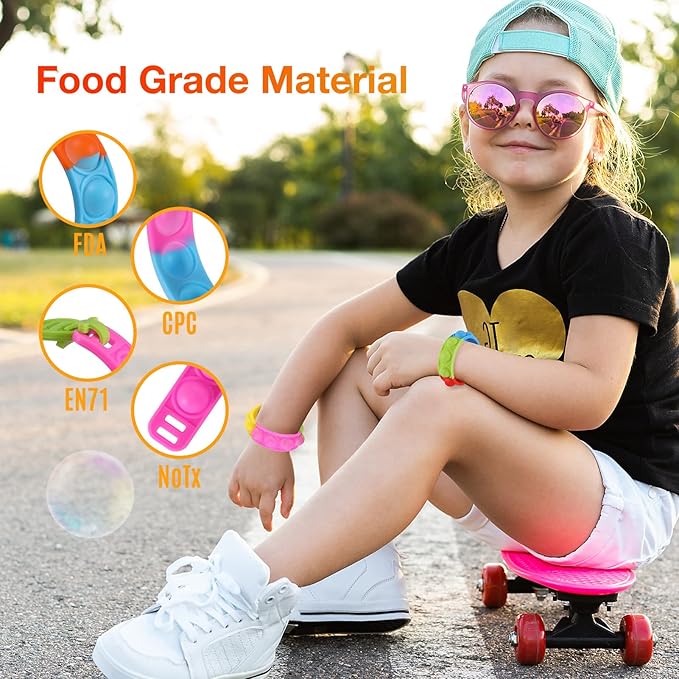 Kids Party Favors Pop Fidget Toys Bulk Its 24 Packs Fidget Bracelet It Birthday Party Favors for Goodie Bags Stuffers for Kids Classroom Prizes Poppers End of Year Student Gifts Girls Boys Trinkets