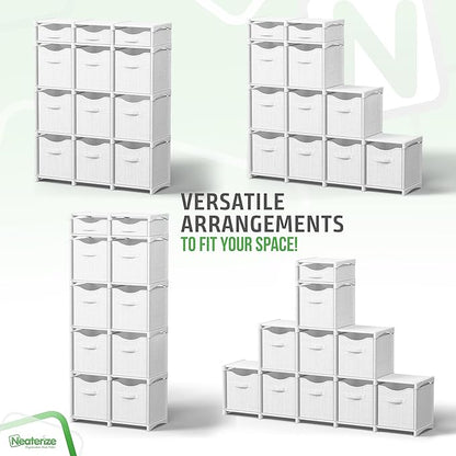 Cube Storage Organizer with Storage Bins Included - The Perfect Closet Organizers and Storage Solution. Includes 12 Storage Cubes, Great For Toy Storage, Closet Storage, Clothes Storage (White-Grey)