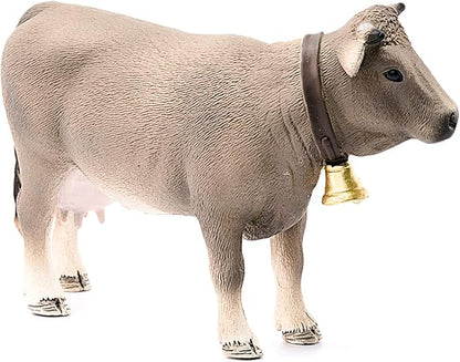 Schleich Farm World Braunvieh Cow Animal Figurine - Highly Detailed and Durable Farm Animal Toy, Fun and Educational Play for Boys and Girls, Gift for Kids Ages 3+