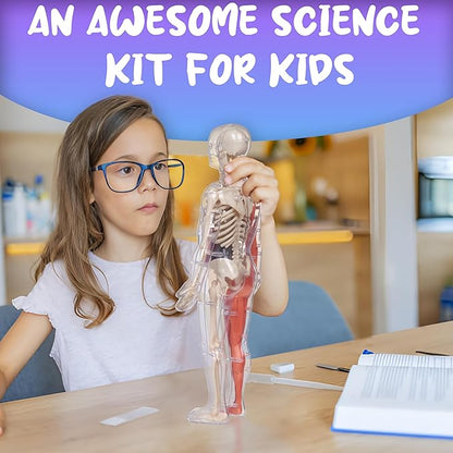 Gaelen Human Body Model for Kids: Glow in The Dark Bones Interactive Science Kit-32 Piece Anatomy Toy kit for STEM Education