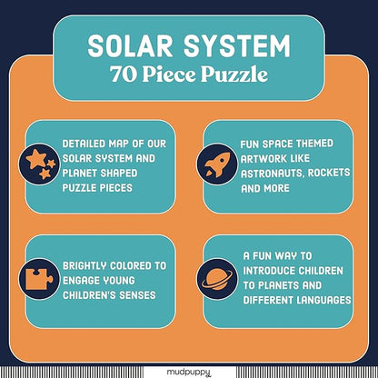 Mudpuppy Solar System – 70 Piece Jigsaw Puzzle with Planet Shaped Pieces Featuring Planets Constellations And Other Fun Space Themed Objects
