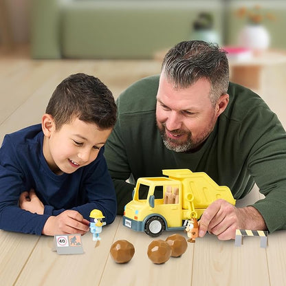 Bluey Dump Truck, with Load and Unload Feature, Get Some Work Done with Exclusive Hard-Hat and Muddy Bingo
