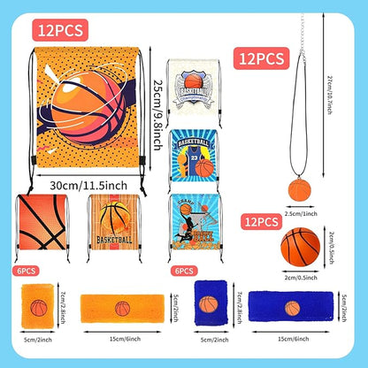 Basketball Party Favors Basketball Wristband Basketball Charm Bracelets Basketball Theme Drawstring Bags Gift Bags For Birthday Party Basketball Party Sports Team Gifts Supplies