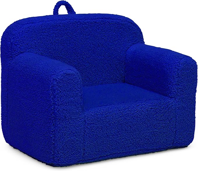 Delta Children Sherpa Cozee Chair - Foam Kids Chair for Ages 18 Months and Up, Royal Blue