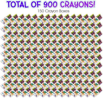 ArtCreativity Crayons Bulk Set - 150 Crayon Packs - 6 Crayons in Each Pack - 900 Total - Crayons for Kids in Red, Orange, Yellow, Green, Blue, Purple - Bulk Crayons for Classroom and Party Favors