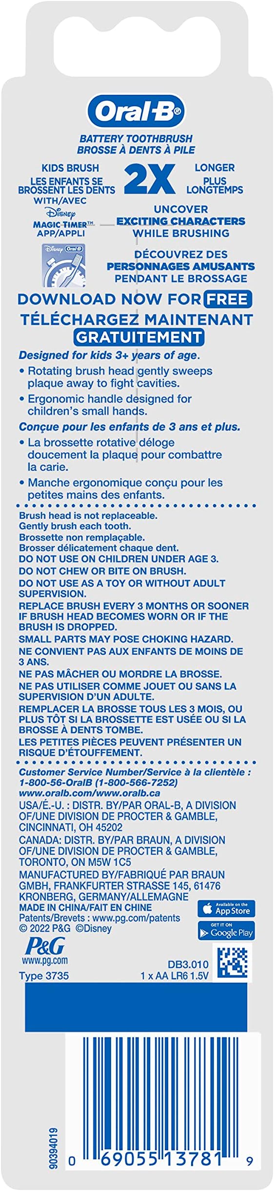 Oral-B Kid's Battery Toothbrush Featuring Disney's Little Mermaid, Soft Bristles, for Kids 3+