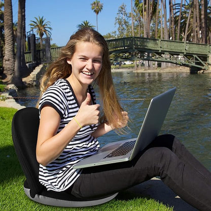 Nnewvante Floor Chair 42-Position Adjustable Floor Seating for Kids Adults with Back Support Folding Floor Seat Cushioned Recliner Meditation Washable Chaise Lounges, Black