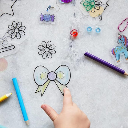 Kid Made Modern - Jewelry Making Kit - Shrink Art Charms - 180 Pieces Set - DIY Kids Crafts - Bulk Craft Set - Create Your Own Art - Includes Art & Jewelry Charm Supplies - Ages 6+