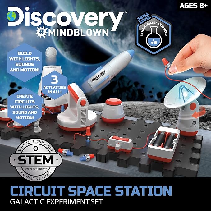 Discovery #Mindblown Circuitry Space Station Galactic Experiment Set, Build-It-Yourself Engineering Toy Kit, Explore The Science of Motion, Great Gift for Kids, 26-Piece, Age 8+