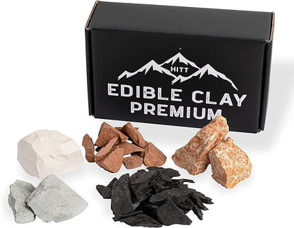 HITT Edible Clay Chunks Set – 5 sorts of Clay for Eating 8.8 oz (250 gr) Zero Additives ASMR Food for Pica Cravings, Handpicked Edible Dirt