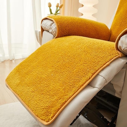 vctops Sherpa Fleece Recliner Chair Cover Super Soft Warm Plush Sofa Slipcover Furniture Protector Non Slip Washable Reclining Chair Cover for Kids, Pets (Yellow,22"x82")