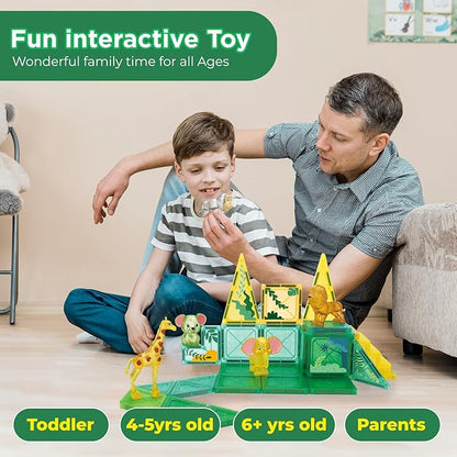 Magnetic Tiles for Kids Ages 4-8 Educational Toys Magnet Building Blocks 54 Set Montessori Cubes for Boys Girls Gift Birthday Present Sensory Learning Preschool Daycare Kindergarden