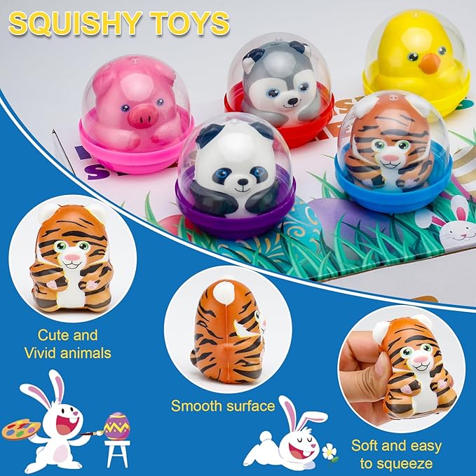 30 Packs Party Favors Slow Rising Animals with Capsules,Goodie Bag Stuffers,Birthday Gifts,Treasure Box Toys, Kids Classroom Prizes,Claw Machine Toys,Mini Animal Toys,Stress Relief Squishy Toys