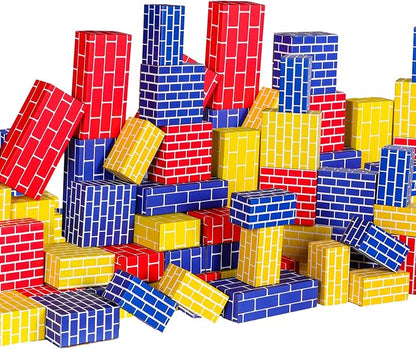 Junkin 80 Pack Jumbo Cardboard Building Blocks for Kids Large Stacking Cardboard Bricks Thick Building Blocks for Construction Supplies Favor Preschool Building Sets Daycare Toddlers