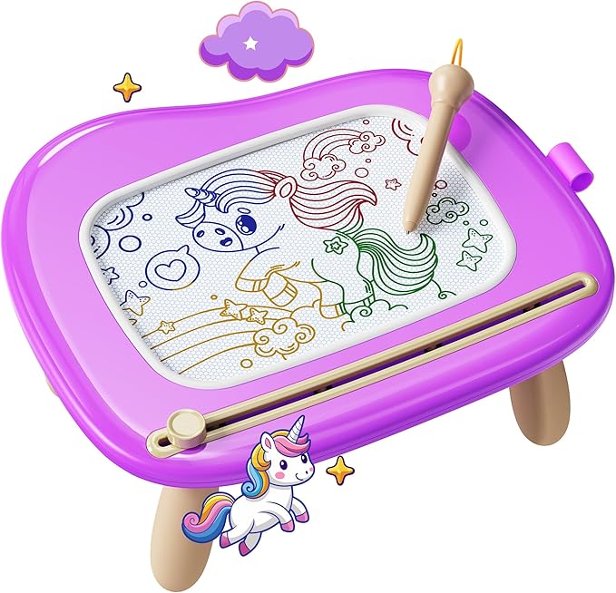 KOKODI Toys Gifts for 1 2 3 Years Old Girl, Sturdy Magnetic Drawing Board Sketch Doodle Pad, Educational Learning Birthday Easter Gifts Basket Stuffers for Kids Toddler - Left Hands Friendly (Purple)