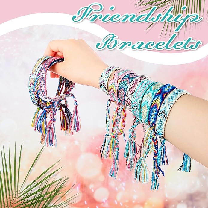 Henoyso 24 Pcs Nepal Woven Friendship Bracelets Adjustable Braided Bracelets Woven Bracelet String Friendship Bracelets with a Sliding Knot Closure for Women