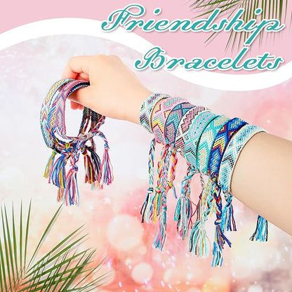 Henoyso 24 Pcs Nepal Woven Friendship Bracelets Adjustable Braided Bracelets Woven Bracelet String Friendship Bracelets with a Sliding Knot Closure for Women