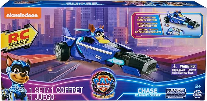Paw Patrol: The Mighty Movie, Remote Control Car with Molded Mighty Pups Chase, Kids Toys for Boys & Girls 3+