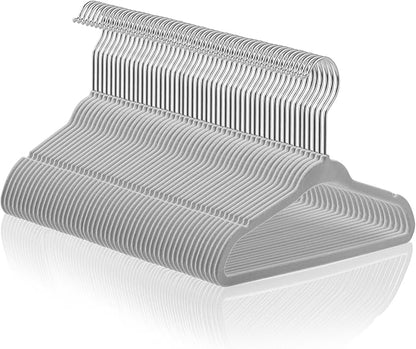 Casafield 50 Velvet Baby Hangers - 11" Size for Infant & Toddler Clothes - Gray