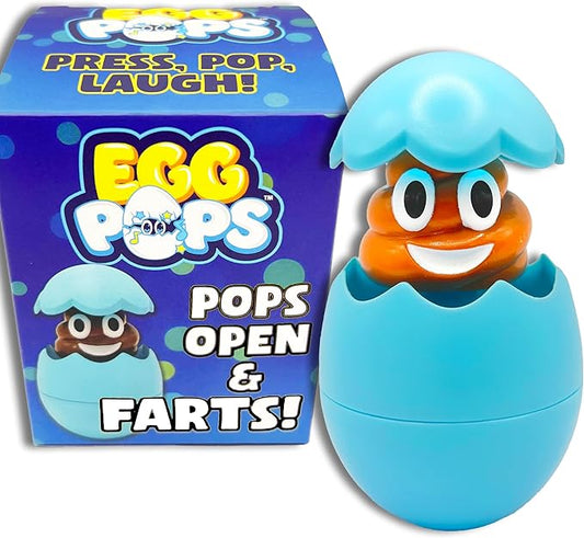 Egg Pops Talking Easter Egg Toy - Figure Pops Up & Plays Sounds, Easter Basket Stuffers for Teens - Interactive Kids Toys or Funny Gag Gifts for Teens, Cute Collectible Spring Character (Farting Blue)