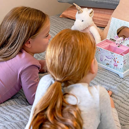 ABI + OLIE Jewelry Box for Girls & Little Girls Jewelry Box - Unicorn Kids Jewelry Box - Girls Music Box - Musical Girls Jewelry Box Organizer