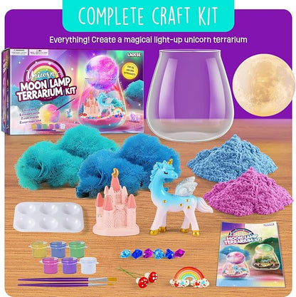 Unicorn Terrarium Gifts for Kids - Light Up Terrarium Crafts Kit with DIY Moon Lamp - Unicorn Toys for Girls - Arts and Crafts Birthday Gift for Girls Ages 4 5 6 7 8-12 Year Old