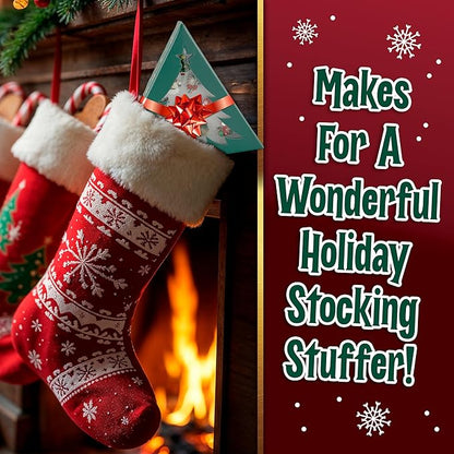 Christmas Stocking Stuffers Jewel Rings for Kids, Set of 10 Christmas-Themed Adjustable Holiday Dress-Up Rings for Girls in Christmas Tree Gift Box, Christmas Gift for Girls Age 3 4 5 6 7 8 and Up