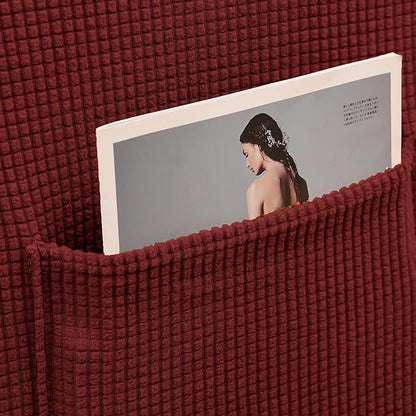 KEKUOU Recliner Chair Covers Lazy Boy Recliner Covers Stretch Couch Cover Slipcovers 1 Piece Furniture Protector with Elastic Bottom (Recliner, Dark Red)