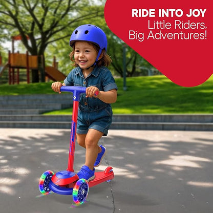 3 Wheel Scooter for Kids, Smooth Light Up LED Front Wheels, Wide Anti Slip Deck, Rear Foot Brake, Easy Lean to Steer Maneuvering, Indoor & Outdoor Ride On Toys for Ages 2 Up,