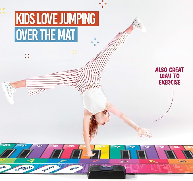 Play22 6 ft. Floor Piano Mat for Toddlers - Giant Piano Playmat, 24 Keys, 8 Musical Instruments, Adjustable Vol, Built in Songs, Record & Playback - Best Musical Toy Gift for Boys & Girls Ages 3-10