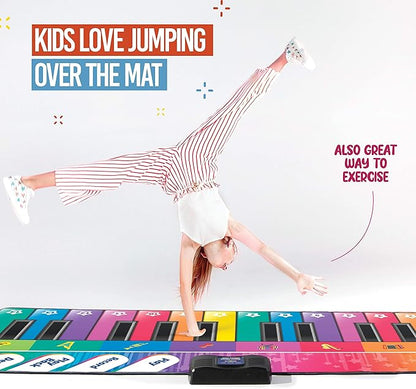 Play22 6 ft. Floor Piano Mat for Toddlers - Giant Piano Playmat, 24 Keys, 8 Musical Instruments, Adjustable Vol, Built in Songs, Record & Playback - Best Musical Toy Gift for Boys & Girls Ages 3-10