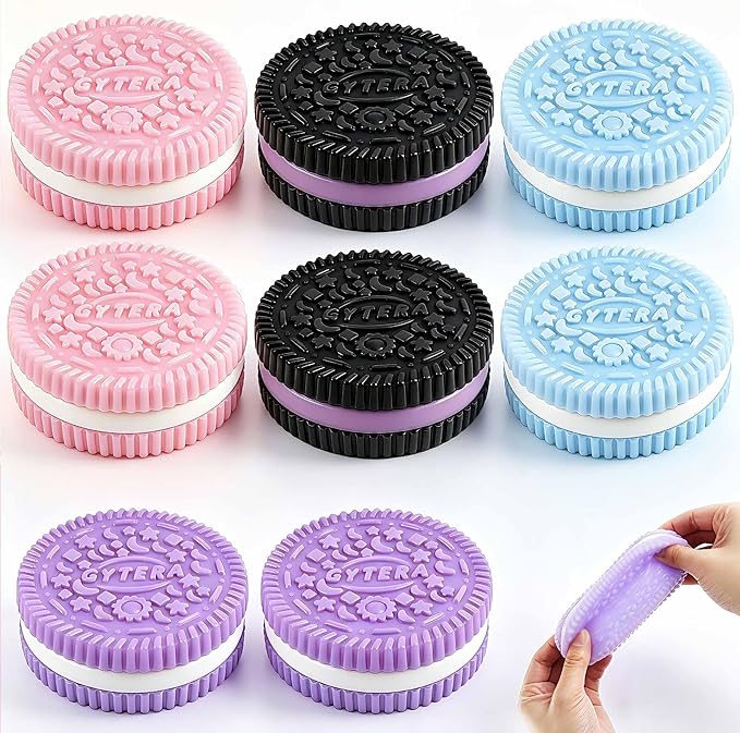 Gytera Sticky Cookie Squishies Fidget Toys Adults, Squeeze Toys Fidget Toys for Autism, Stress Balls for Adults Fidgets Birthday Easter Basket Stuffers(8 Pack Pink Black Green Purple)