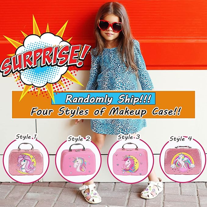 Kids Washable Makeup Girl Toys - Kids Makeup Kit for Girl, Real Make Up Set, Little Girls Makeup Kit for Toddler Kid Children Princess, Christmas Birthday Gift Toys for Girl 4 5 6 7 8 9 10 Year Old