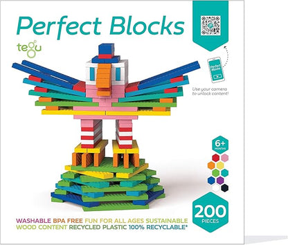 Tegu 200 Piece Perfect Blocks Building Set, Multicolor (Amazon Exclusive)