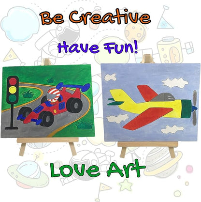 J MARK Kids Paint Set – Acrylic Kids Painting Kit – Storage Bag, Paints, Easel, Canvas, Brushes