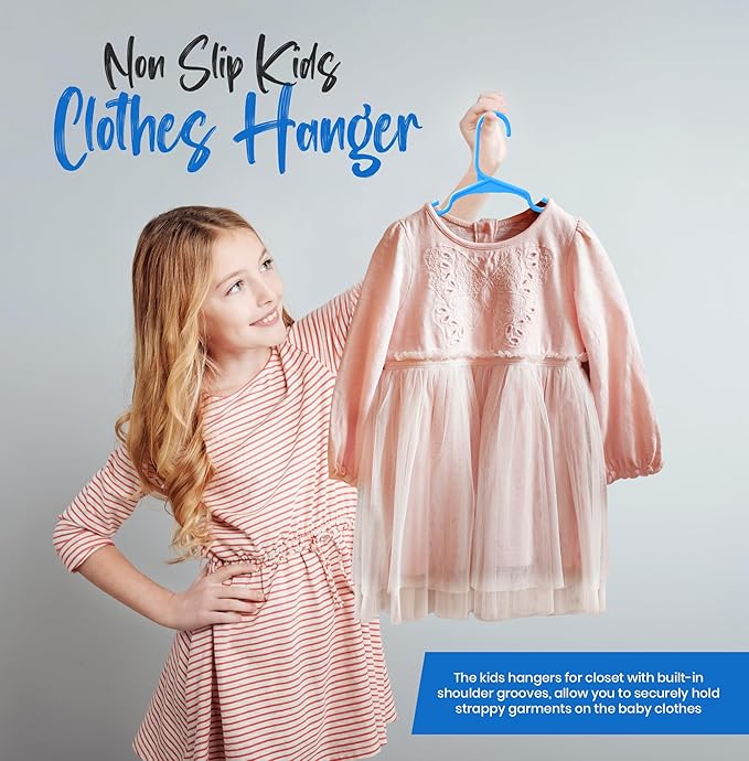 Utopia Home 240 Pack Kids Hangers - 11.5 Inch Plastic Baby Hangers for Closet - Childrens Hangers for Clothes & Infant Hangers for Closet - Ideal for Everyday Standard Use (Blue)