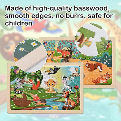 Puzzles for Kids Ages 4-6, Wooden Puzzles for Toddlers, 4 Packs 24 PCS Thickened Sea and Animal Puzzle Toys, Preschool Educational Puzzle Toys for Boys and Girls 3 4 5 6 Years Old