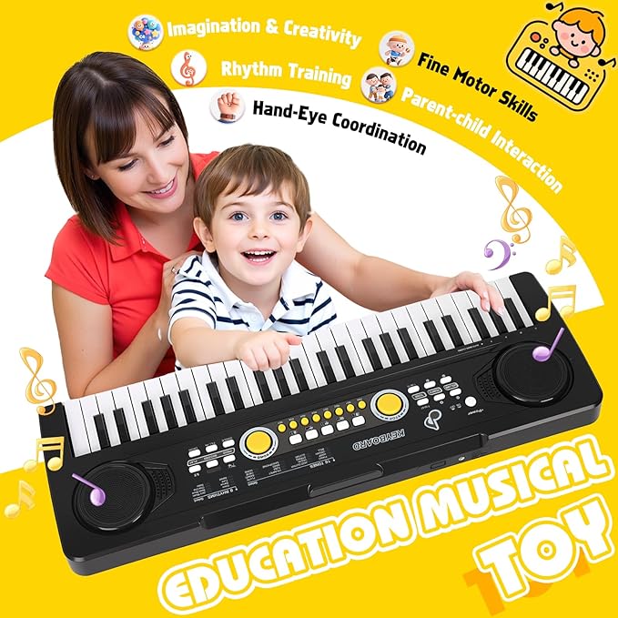 49 Key Piano Keyboard for Kids Music Toys Ages 3-5 Electronic Keyboards Pianos with Microphone for 3 4 5 6 Year Old Boys Girls Birthday Gifts