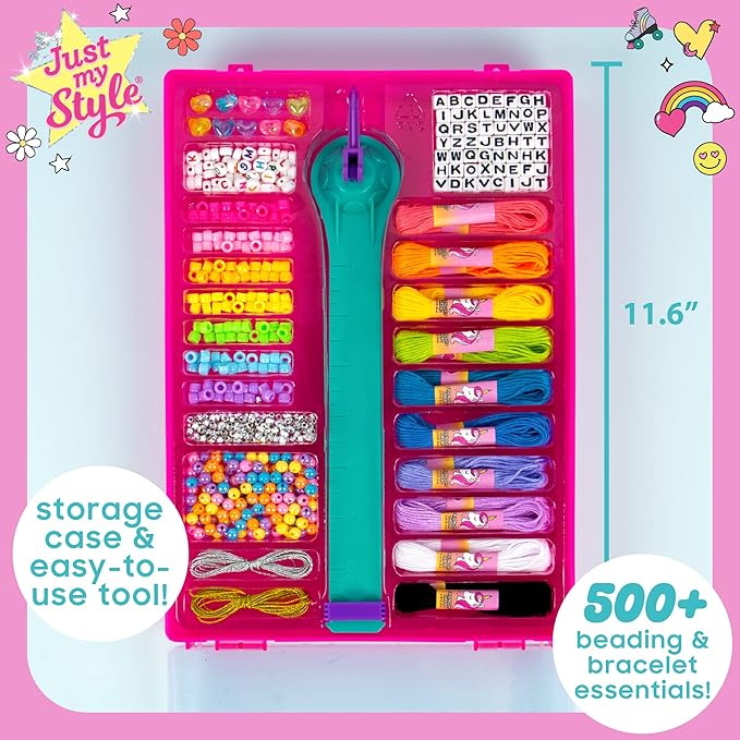 Just My Style On-The-Go Jewelry Studio – Bracelet-Making Travel Kit – DIY Bead & Braid Set for Kids Ages 6+
