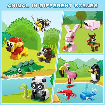 HOGOKIDS Party Favors for Kids - 12 Pack Animals Building Blocks Toy for Easter Gifts Goodie Bags Classroom Prizes Stocking Stuffers Building Set Valentines Day Birthday Gift for Boy Girl Ages 6-12+